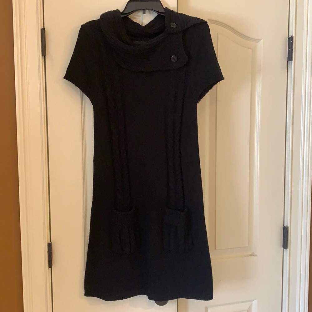 Black sweater dress with pockets